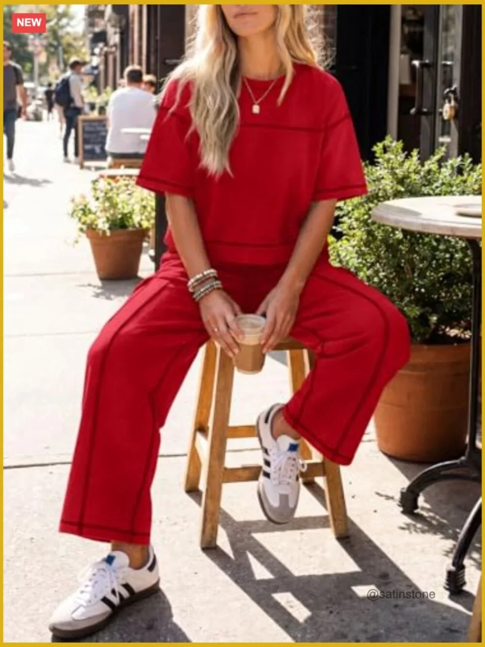 2 Piece Lounge Sets Short Sleeve Top Wide Leg Pants Matching Sets